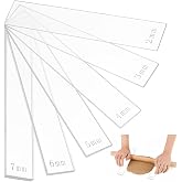 BENECREAT 12 Pcs 6 Sizes Acrylic Polymer Clay Adjustable Depth Guide Set Clay Roller Guide with Protective Film for Polymer E