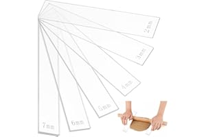 BENECREAT 12 Pcs 6 Tailles Ensemble de Guide de Profondeur en Argile Polymère Acrylique, Guide de Rouleau à Pâtisserie en Argile Réglable avec Film Protecteur pour Boucles D'Oreilles, 2/3/4/5/6/7mm