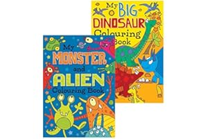 Squiggle - Boys A4 My Monster/Alien & Big Dinosaur Colouring Books - Set of 2