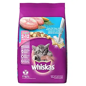 Heads Up For Tails Whiskas Kitten Dry Cat Food, Ocean Fish, 1.1 kg Pack (2-12 Months)
