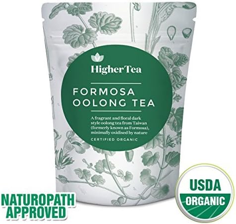 Oolong Tea 3 Oz, By Higher Tea (40 Cups). Formosa Organic Oolong - the best quality in the world. Premium Loose Leaf Tea, Resealable Bag, Perfect for Tea connoisseurs looking for the finest green tea