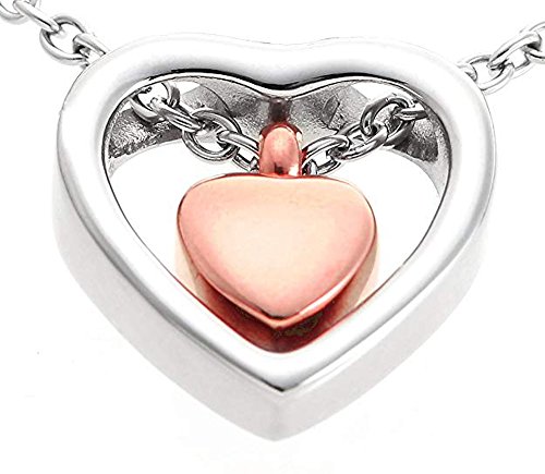 Mis U Jewelry 12.Cremación Memorial joyería de Acero Inoxidable Oro Rosa en Forma de corazón de la urna Colgante Collar para Hombres y Mujeres