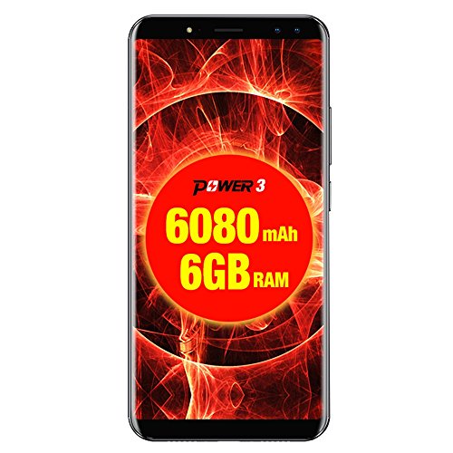 Ulefone Power 3Â Android 8.1Â sbloccato smartphone 6Â Gb + GB doppia fotocamera posteriore + Dual fotocamere anteriore 6080Â mAh batteria grande viso + identificazione delle impronte digitali 15,2Â cm MTK6763Â Octa-Core fino a 2.0Â GHz con rete 4Â G, OTG, Dual SIM