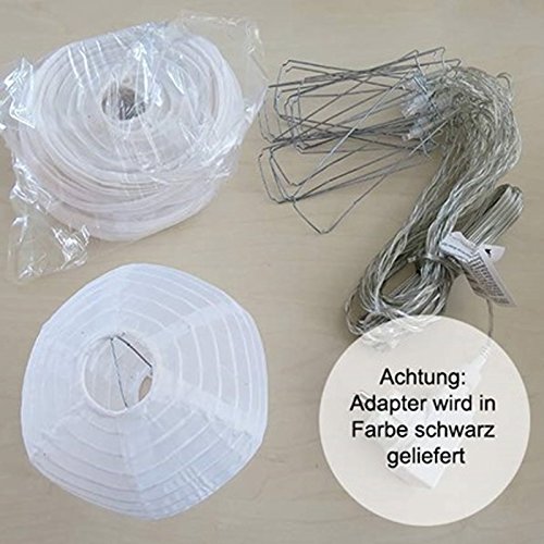 Lampion Lichterkette mit 15 LED-Lampions weiss Ø 15 cm Garten außen von Gartenpirat - 5