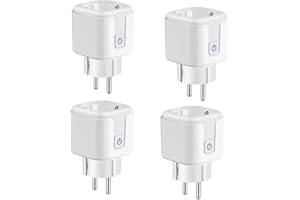 ZECAMIN Inteligentne gniazdko Wi-Fi 16 A, 3680 W, z pilotem zdalnego sterowania i sterowaniem głosem, mierzy zużycie prądu, gniazdko WiFi 2,4 G, kompatybilne z Alexa i Google Home, 4 sztuki