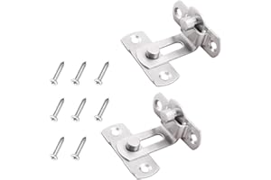 BuxiuGK 90 Grados Ángulo Recto Pestillo de La Puerta Pestillo de La Puerta Acero Inoxidable con Tornillos Para Casa Dormitorios Jardín Baños - Plata