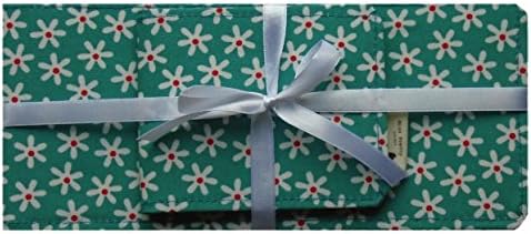 Duck Egg Blue Daisy Print Chequebook and TravelCard Holder Gift Set - Glossy Finish