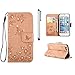 Produktbild MUTOUREN PU Ledertasche Drucken Hüllen für Samsung Galaxy S6 Edge Flip Cover Telefon-Kasten Handyhülle Bookstyle Wallet Brieftasche Card Slot Handycase Gold Beschützer Haut Schutzfolie Schutzhüllen Case Tasche Hülle Etui Schale Ständer Hülle Case mit Weich TPU Innere mit Metall Touch-Pen