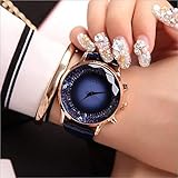 WZFCSAE Uhr Frauen Luxus Mode Quarzuhr Damen Armbanduhr Echtes Leder Diamant Frauen Uhren Saat Relogio Feminino, blau-Gold