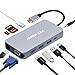 Produktbild USB C Hub, HDMI und VGA Doppelanzeige, USB C Adapter mit HDMI 4K,1080P VGA, 3.5mm Audio Ausgang, RJ45 Gigabit Ethernet, 3 USB 3.0 Ports , SD/TF Kartenlesegerät mit Typ C PD Ladegerät Anschluss für Macbook Pro,ChomeBook,HP Spectre X360, Surface Pro (Raum grau)
