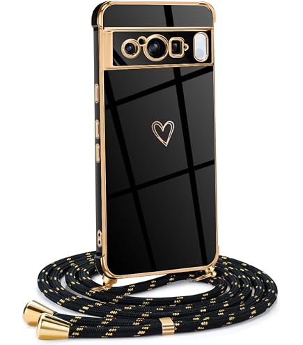 Coque Google Pixel 8 Pro Avec Lanière - Transparente Antichoc - Or Rose - TPU Silicone
