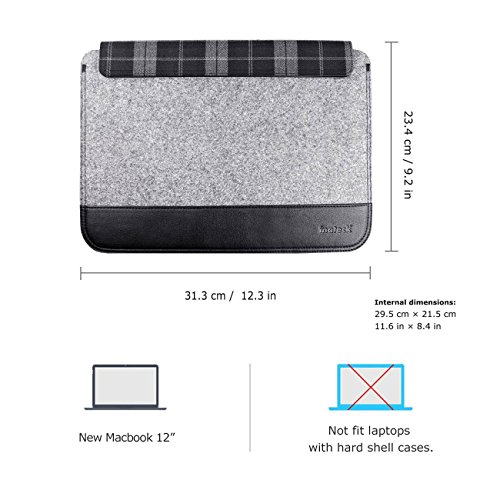 Inateck Neues MacBook 12 Zoll Retina Display Hülle Tasche, Case Sleeve für Apple New Macbook 12″, Grau - 2