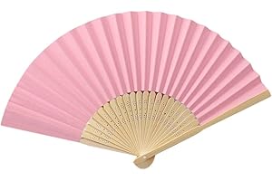 Yukiyi Éventail pliable en tissu pour femme fait à la main - Pour danse, accessoire de séance photo, de mariage, décoration murale - Rose