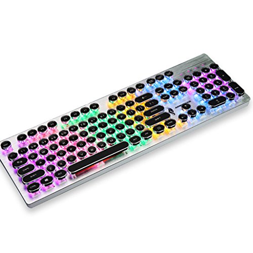 Preisvergleich Produktbild IWTGR Steam-Punk-Stil Spiel mechanische Tastatur 104 Hintergrundbeleuchtete Retro-Stil Tastatur