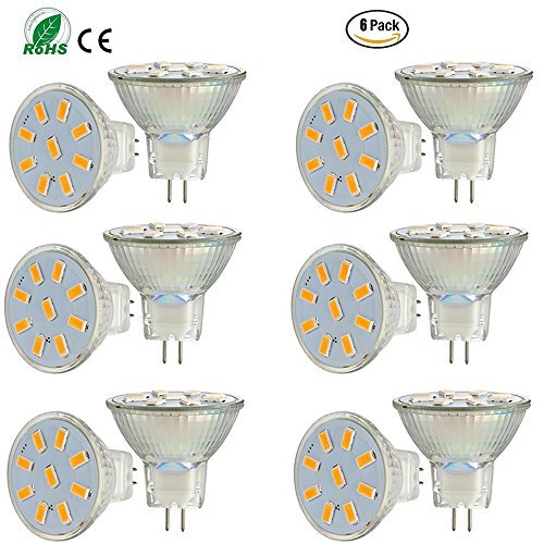 Preisvergleich Produktbild Ei-Home 5733-9SMD MR11 Lampen, AC / DC 10-30V Flutlichtlampe, ersetzen Halogenlampe, 35X35mm, GU4.0 Basisstrahler für Zuhause, Landschaft, Einbau, Track Beleuchtung, Warmweiß, Packung mit 6