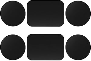 Juspota 6 Pièces Plaque Metallique Telephone avec Adhésif, Plaques de métal pour Support Téléphone Voiture Magnétique Aimant Telephone Voiture et Autres Produits Aimanté, Noir