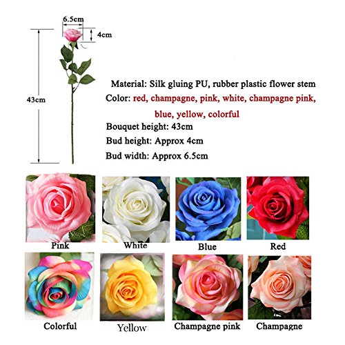 10 Stück Real Touch Silk Kleben PU Silk Künstliche Rose Blumen Home Dekorationen für Hochzeitsfeier oder Geburtstag Garten Brautstrauß Blumensträuße Happy Valentinstag Geschenke Party Veranstaltung (Yellow) - 5