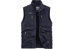 Oralidera Herren Outdoor Weste mit Vielen Taschen Anglerweste Safariweste Jagdweste Multifunktionsweste Freizeit Ärmellose Jacke Leicht Sommer Weste