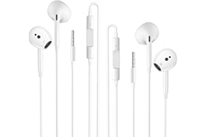 NkwwTe 2 Pack Auriculares con Cable, In Ear Auriculares con Micrófono y Control de Volumen, HiFi Estéreo Cancelación Ruido Cascos Compatibles con MP3/4 PC una Variedad de Dispositivos de 3,5mm Jack