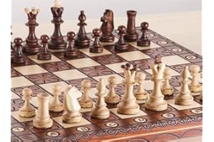 CHESS AND GAMES SHOP MUBA Magnifique jeu d'échecs en bois fabriqué à la main avec planche en bois et pièces d'échecs faites à la main – Idée cadeau (40 cm) ORN)