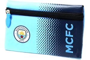 Official Football Merchandise Flat Neoprene Zip Pencil Case Official Club Colours , Manchester City FC