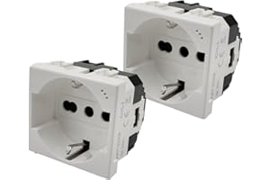 2 Pezzi Compatibile Con Matix Presa Schuko 2P+T 16A 250V ANMECS (2)