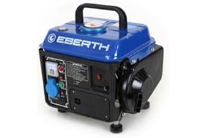 EBERTH 750 Watt Groupe electrogene Generateur electrique portable moteur à essence 2 CV, 2 temps, 1x 230V, 1x 12V, monophasé, démarrage par câble, voltmètre, jauge de carburant, compact, poids 15kg