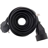 Zenitech - French Plug Extender Female to Male 16 A, HO5VV-F 3G1.5 mm&sup2;, 5 m, Black