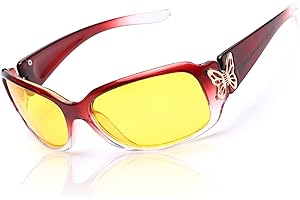 LVIOE Lunettes de conduite de nuit anti-reflets pour femmes avec verres jaunes polarisés Lunettes de vision nocturne