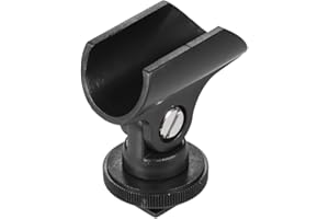 Andoer 19mm Kunststoff Mikrofonklammer mit Zubehrschuh & 1/4"Schraubenloch für DSLR-Kamera