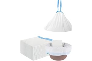 RQJLZ Commode Liners with Super Absorbent Pads, 35 Pack, Adult Portable Toilet Bag, Disposable Waste Bags for Commode Chair, Camping, with drawstring(20 Pads+15 Liners)