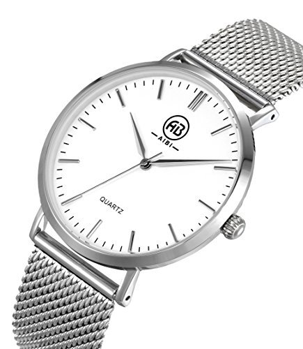 AIBI Wasserdicht Herren-Armbanduhr Analog Quarz Mesh Silber/Weiss AB50803/1 AIBI Wasserdicht Herren-Armbanduhr Analog Quarz Mesh Silber/Weiss AB50803/1