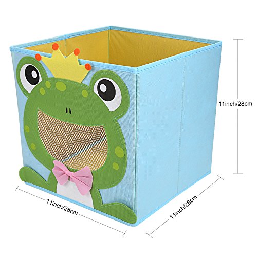 LEADSTAR Faltbare Spielzeugkiste Aufbewahrungsbox Wäschesammler Korb Truhe mit Sichtfenster 28x28x28cm – Frosch - 4