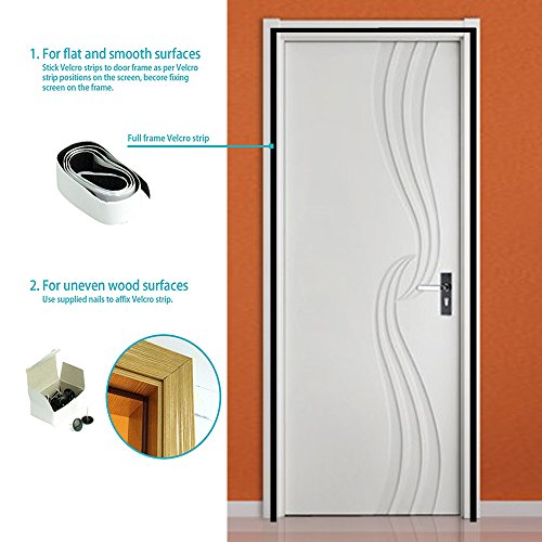 Moskitonetz Tür, Sounor Magnet Fliegengitter Tür Insektenschutz 90 x 210CM, Der Magnetvorhang ist Ideal für die Balkontür, Kellertür, Terrassentür, Kinderleichte Klebemontage Ganz Ohne Bohren (Schwarz) - 3