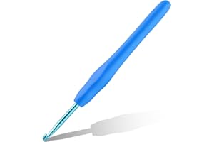 DEUDY Häkelnadeln Set, 4,0mm Ergonomische Häkelnadel mit Rutschfest, Häkelnadeln Nadelset Aluminium, Häkeln mit Gummi Softgriff für Arthritische Hände Erfahrene Häkelliebhaber