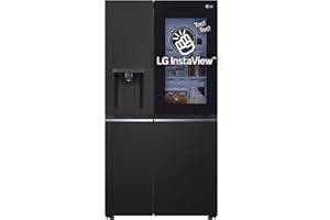 LG GSGV81EPLL Frigorifero Americano Side By Side InstaView, 635L, Frigorifero Total No Frost, Wi-Fi, Door & Linear Cooling, Dispenser Acqua e Ghiaccio Senza Allaccio, Fresh Balancer, Nero Opaco
