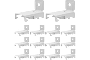 SEGNAYEN Soportes de montaje en pared para riel de cortina flexible, accesorios de instalación de riel de cortina, soporte de riel de cortina curvado blanco para montaje en pared, blanco, paquete de 14
