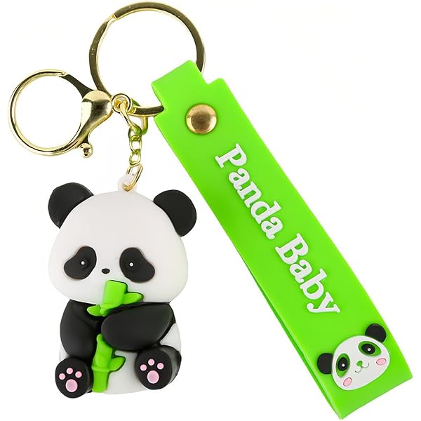 Porte-clés Panda Mignon En PVC | Accessoire Déco Pour Sac, Trousse, Cadeau Enfant – 3,5x4,9 Cm - 2