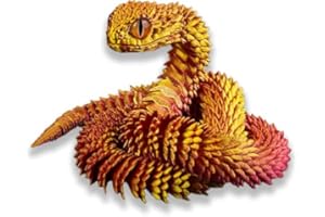 GQDGCU Schlange Spielzeug, 3D Schlange, 3D Druck Schlangen Modell, 3D Gedruckte Schlangen Statue Decor, 3D gedruckte Tierspielzeuge, Zappelspielzeug für Autismus/ADHS (60cm,Rot Gold)