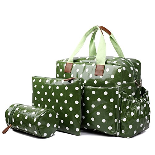 Preisvergleich Produktbild Miss Lulu 4 Stück Tupfen-Baby-Windel-Wickeltasche Set (Green)