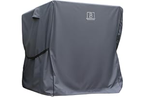 B BARLBOROUGH Barlborough Garden Swing Cover | Waterproof Wind Resistant Large Outdoor Garden Swing Seat Cover with Air Vents and Zips | Charcoal Grey (2 Seater)