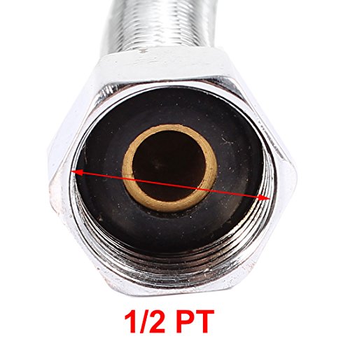 sourcingmap® Silberfarben, Water Heater Flexible geflochtene Brauseschlauch Rohr Rohr, 20 cm - 2