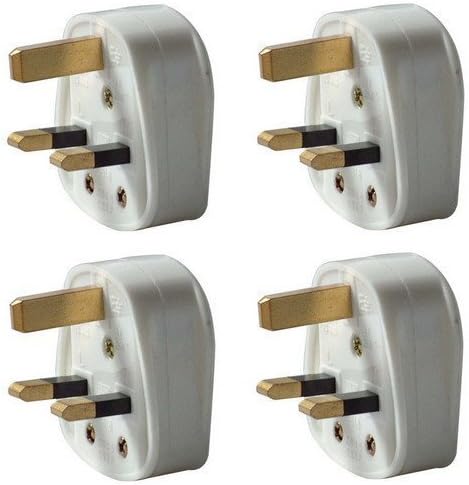 Pack of 4 UK 3 Pin 13A Fused Mains Plugs - White