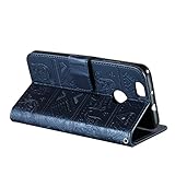 Huawei Nova Hülle,Lanyard Lederhülle Handytasche für Huawei Nova,JAWSEU Vintage Retro Relief Elefant Muster PU Leder Hülle im Bookstyle Kunstleder Brieftasche Folio Handytasche Wallet Case Flip Cover Hüllen Etui Ledertasche Magnetverschluss Soft Silikon Back Rückseite Cover mit Ständer Standfunktion Karten Slot und Magnetverschluss Kunstleder Schutzhülle für Huawei Nova + 1xSchwarz Glitzer Bling Eingabestift (Marineblau) - 