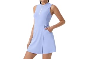ZENGVEE Women Tennis Dress with Built in Shorts and Pockets Sleeveless Romper Golf Dresses for Workout Athletic Exercise Sports Summer Dresses