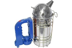 SagaSave Bee Smoker, rostfritt stål elektrisk bikupa rökare med värmeskydd och monteringskrok, utrustning för biodling (medfö