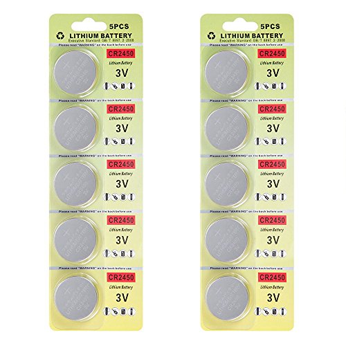 Fortune CR2450 3V Lithium Battery,Electronic Button Cell Batteries for Toys Calculators Watches Led Light Candles (10 pcs)
