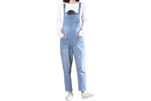 Tomwell Salopette Jean Femme sans Manches avec des Poches Ample Taille Normal Casual Sport pour Combinaison Bodysuit Pantalon Denim Casual Boyfriend Overalls Jumpsuit Trousers