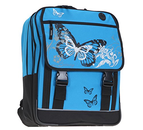 Preisvergleich Produktbild FABRIZIO Schulrucksack + Regenschutz (A Rucksack BUTTERFLY Türkis)