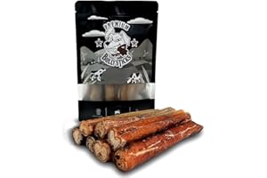 Premium Bully Sticks - Thick pizzle for dogs - Pack of (6) bull pizzles for all dog sizes and puppies, natural long lasting low odour dog chews made with grass fed beef